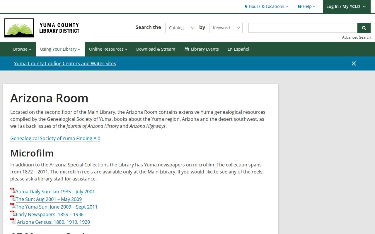 San Luis residents directory Arizona Room collections