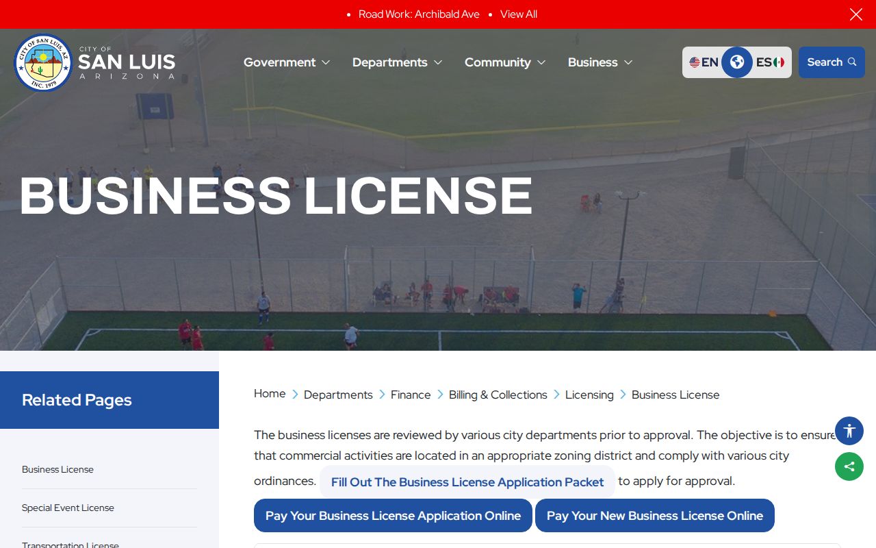 San Luis neighbors research through the city business licensing page