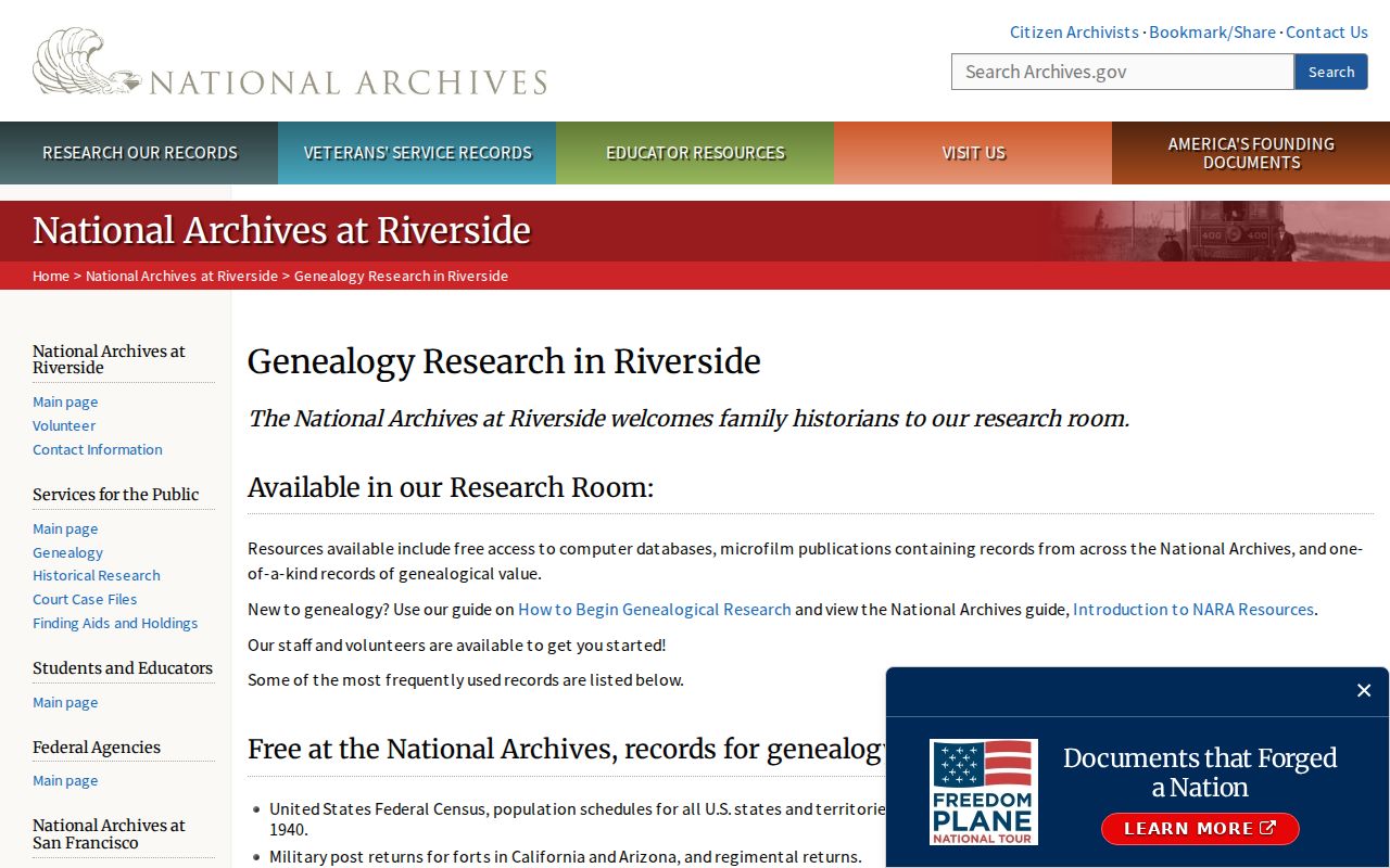 San Luis previous residents genealogy research through National Archives Riverside