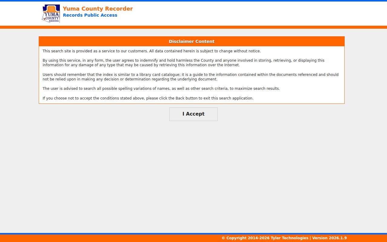 San Luis previous residents search through the Yuma County recorded documents portal