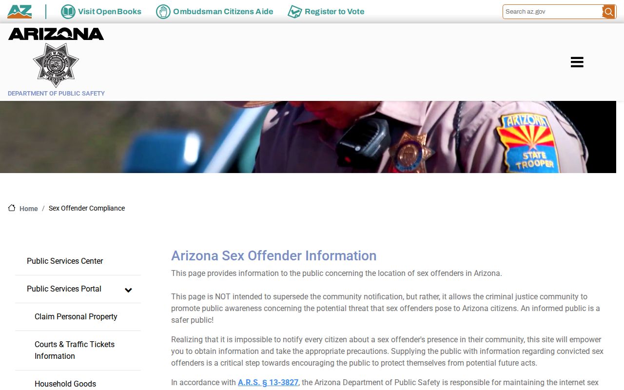 San Luis resident lookup reference at Arizona DPS offender information