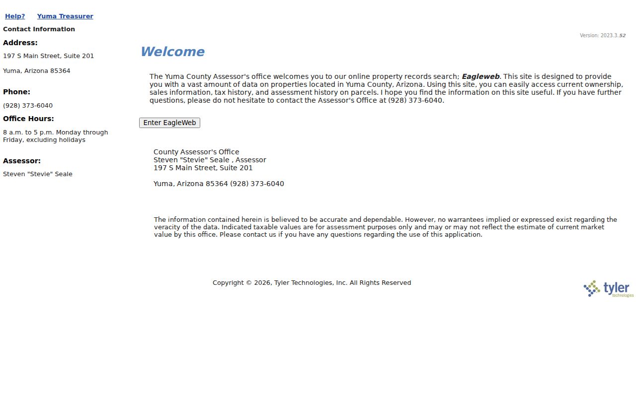 San Luis street directory view of Yuma County Assessor address search