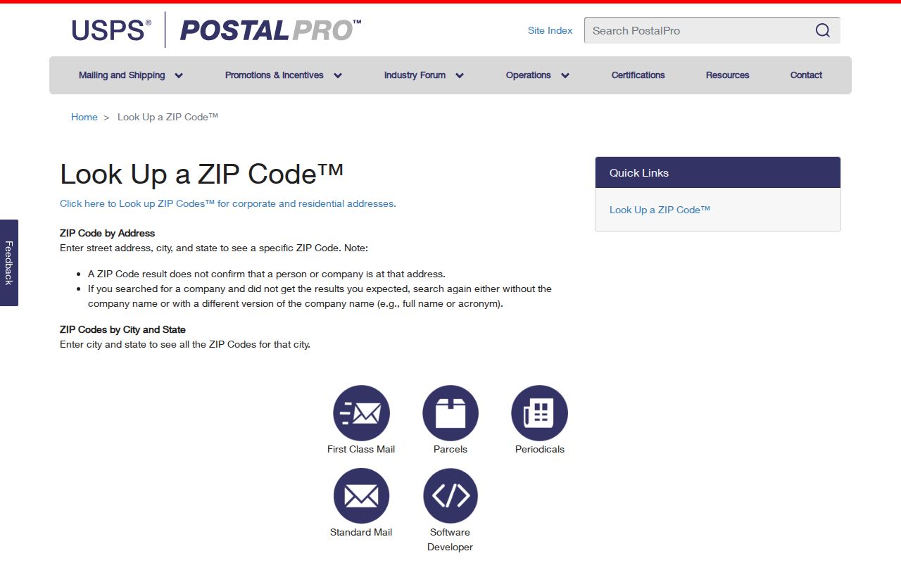 San Luis ZIP code directory guidance from USPS